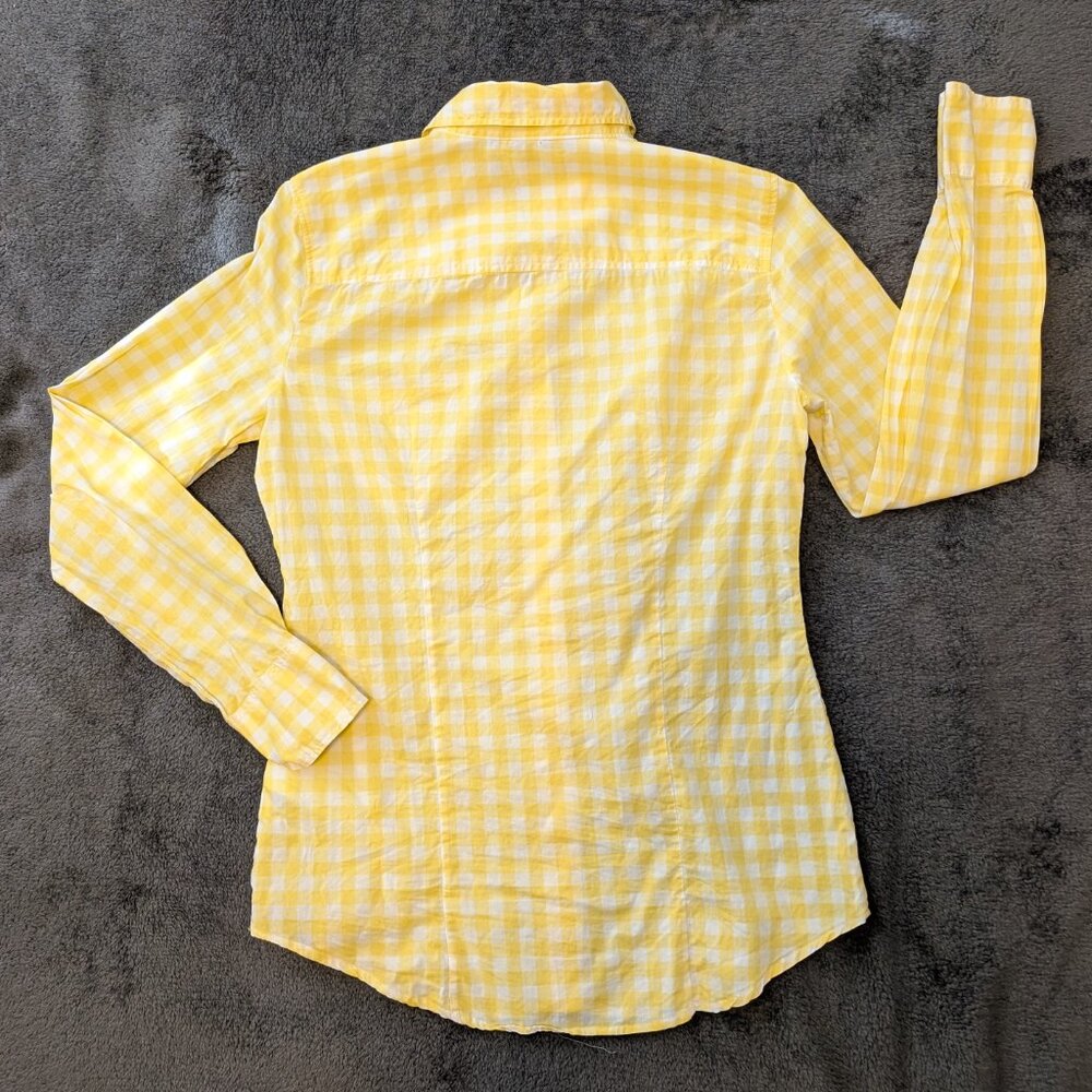 J. Crew Yellow Gingham Cotton Shirt, Women's Size XS - Picture 6 of 6